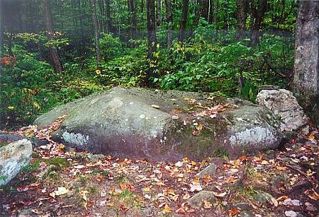 [Image: View toward rock with benchmark